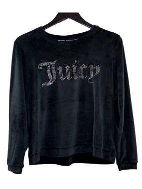 Juicy Couture Long Sleeve Velour Sleepwear Top Black Size Medium